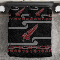 New Zealand Christmas Bedding Set Meri Kirihimete Silver Fern Knit Style Red Color LT03 Red - Polynesian Pride