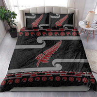New Zealand Christmas Bedding Set Meri Kirihimete Silver Fern Knit Style Red Color LT03 - Polynesian Pride