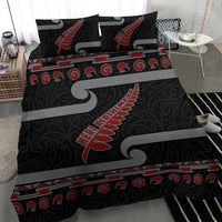 New Zealand Christmas Bedding Set Meri Kirihimete Silver Fern Knit Style Red Color LT03 - Polynesian Pride