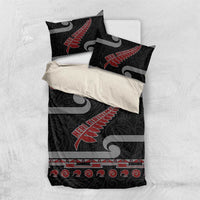 New Zealand Christmas Bedding Set Meri Kirihimete Silver Fern Knit Style Red Color LT03 US Twin 172cm x 218cm Red - Polynesian Pride