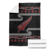 New Zealand Christmas Blanket Meri Kirihimete Silver Fern Knit Style Red Color LT03 - Polynesian Pride