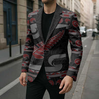 New Zealand Christmas Blazer Meri Kirihimete Silver Fern Knit Style Red Color LT03 - Polynesian Pride