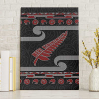 New Zealand Christmas Canvas Wall Art Meri Kirihimete Silver Fern Knit Style Red Color LT03 Without Frame Red - Polynesian Pride