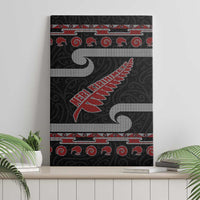 New Zealand Christmas Canvas Wall Art Meri Kirihimete Silver Fern Knit Style Red Color LT03 - Polynesian Pride