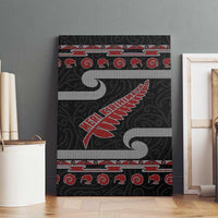 New Zealand Christmas Canvas Wall Art Meri Kirihimete Silver Fern Knit Style Red Color LT03 - Polynesian Pride