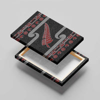 New Zealand Christmas Canvas Wall Art Meri Kirihimete Silver Fern Knit Style Red Color LT03 - Polynesian Pride