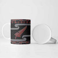 New Zealand Christmas Ceramic Mug Meri Kirihimete Silver Fern Knit Style Red Color LT03 - Polynesian Pride