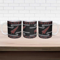 New Zealand Christmas Ceramic Mug Meri Kirihimete Silver Fern Knit Style Red Color LT03 - Polynesian Pride