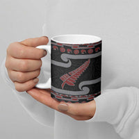 New Zealand Christmas Ceramic Mug Meri Kirihimete Silver Fern Knit Style Red Color LT03 - Polynesian Pride