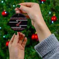 New Zealand Christmas Ceramic Ornament Meri Kirihimete Silver Fern Knit Style Red Color LT03 - Polynesian Pride