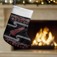 New Zealand Christmas Stocking Meri Kirihimete Silver Fern Knit Style Red Color LT03 Set of 2 Red - Polynesian Pride