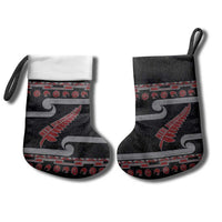 New Zealand Christmas Stocking Meri Kirihimete Silver Fern Knit Style Red Color LT03 - Polynesian Pride