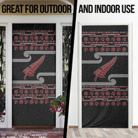 New Zealand Christmas Door Cover Meri Kirihimete Silver Fern Knit Style Red Color LT03 - Polynesian Pride