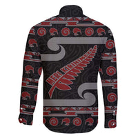 New Zealand Christmas Family Matching Puletasi and Hawaiian Shirt Meri Kirihimete Silver Fern Knit Style Red Color LT03 - Polynesian Pride