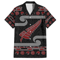 New Zealand Christmas Family Matching Tank Maxi Dress and Hawaiian Shirt Meri Kirihimete Silver Fern Knit Style Red Color LT03 Dad's Shirt - Short Sleeve Red - Polynesian Pride