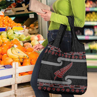 New Zealand Christmas Grocery Bag Meri Kirihimete Silver Fern Knit Style Red Color LT03 - Polynesian Pride