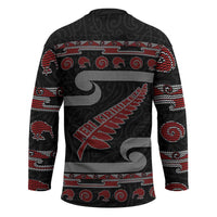 New Zealand Christmas Hockey Jersey Meri Kirihimete Silver Fern Knit Style Red Color LT03 - Polynesian Pride