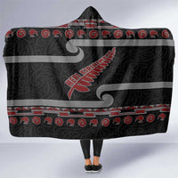 New Zealand Christmas Hooded Blanket Meri Kirihimete Silver Fern Knit Style Red Color LT03 One Size Red - Polynesian Pride