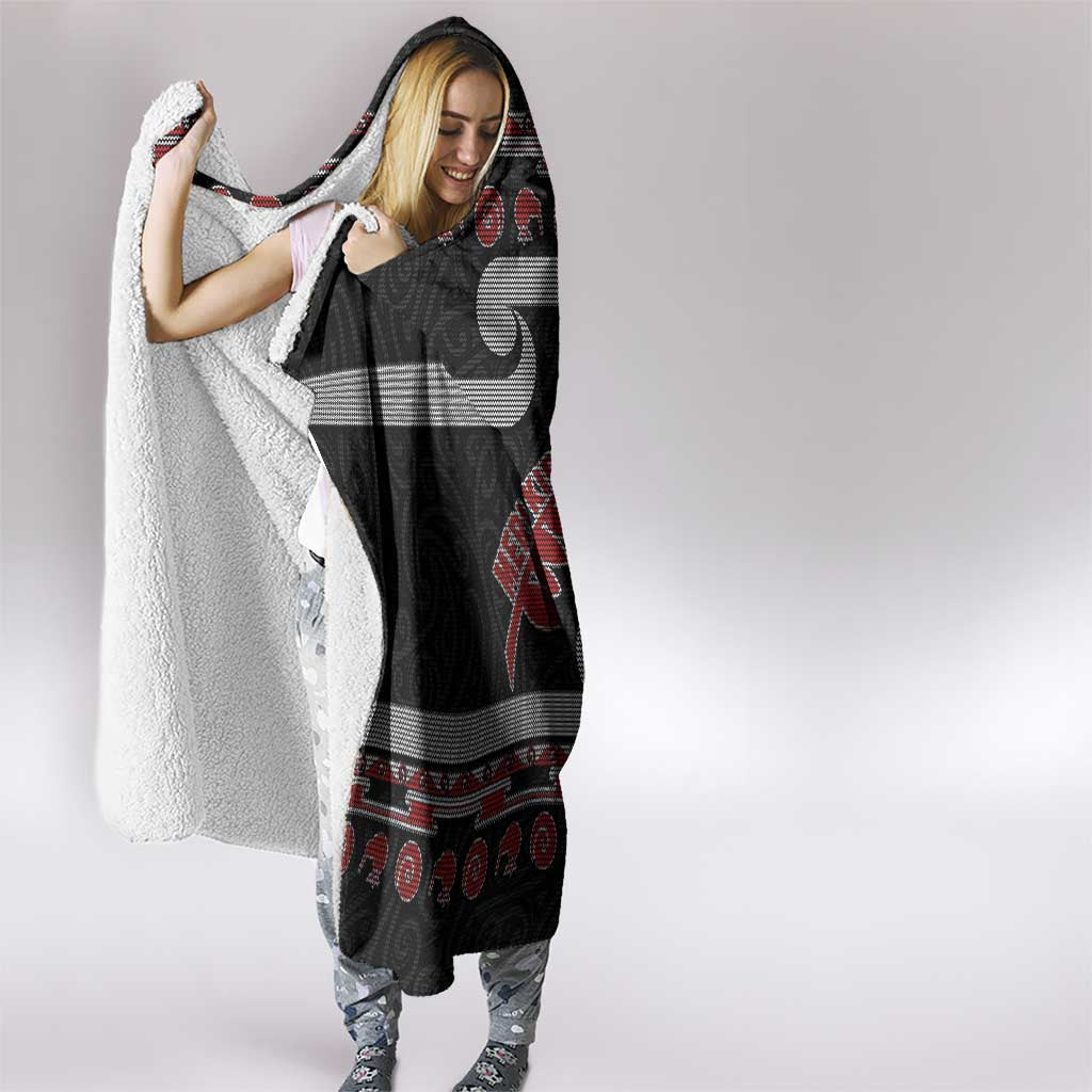 New Zealand Christmas Hooded Blanket Meri Kirihimete Silver Fern Knit Style Red Color LT03 - Polynesian Pride