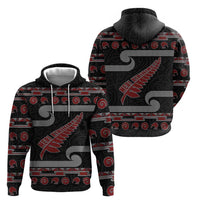 New Zealand Christmas Hoodie Meri Kirihimete Silver Fern Knit Style Red Color LT03 - Polynesian Pride