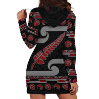 New Zealand Christmas Hoodie Dress Meri Kirihimete Silver Fern Knit Style Red Color LT03 - Polynesian Pride