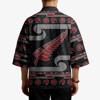 New Zealand Christmas Kimono Meri Kirihimete Silver Fern Knit Style Red Color LT03 - Polynesian Pride