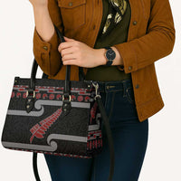 New Zealand Christmas Leather Bag Meri Kirihimete Silver Fern Knit Style Red Color LT03 - Polynesian Pride