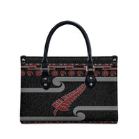 New Zealand Christmas Leather Bag Meri Kirihimete Silver Fern Knit Style Red Color LT03 - Polynesian Pride