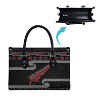 New Zealand Christmas Leather Bag Meri Kirihimete Silver Fern Knit Style Red Color LT03 - Polynesian Pride