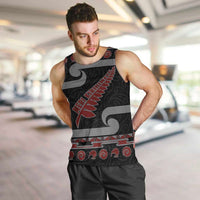 New Zealand Christmas Men Tank Top Meri Kirihimete Silver Fern Knit Style Red Color LT03 Red - Polynesian Pride