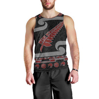 New Zealand Christmas Men Tank Top Meri Kirihimete Silver Fern Knit Style Red Color LT03 - Polynesian Pride