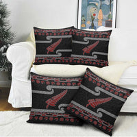 New Zealand Christmas Pillow Cover Meri Kirihimete Silver Fern Knit Style Red Color LT03 - Polynesian Pride