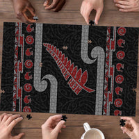 New Zealand Christmas Puzzle Meri Kirihimete Silver Fern Knit Style Red Color LT03 - Polynesian Pride