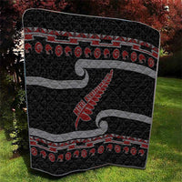 New Zealand Christmas Quilt Meri Kirihimete Silver Fern Knit Style Red Color LT03 - Polynesian Pride