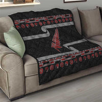 New Zealand Christmas Quilt Meri Kirihimete Silver Fern Knit Style Red Color LT03 - Polynesian Pride