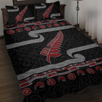 New Zealand Christmas Quilt Bed Set Meri Kirihimete Silver Fern Knit Style Red Color LT03 Red - Polynesian Pride