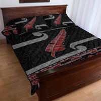 New Zealand Christmas Quilt Bed Set Meri Kirihimete Silver Fern Knit Style Red Color LT03 - Polynesian Pride