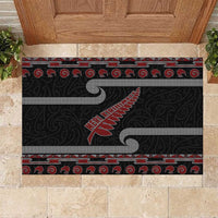 New Zealand Christmas Rubber Doormat Meri Kirihimete Silver Fern Knit Style Red Color LT03 Red - Polynesian Pride