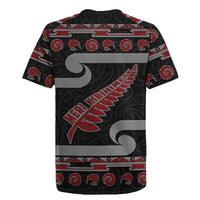 New Zealand Christmas Rugby Jersey Meri Kirihimete Silver Fern Knit Style Red Color LT03 - Polynesian Pride