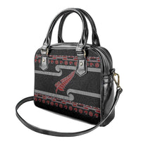 New Zealand Christmas Shoulder Handbag Meri Kirihimete Silver Fern Knit Style Red Color LT03 - Polynesian Pride