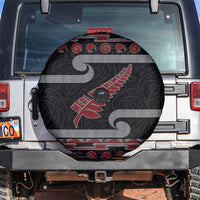 New Zealand Christmas Spare Tire Cover Meri Kirihimete Silver Fern Knit Style Red Color LT03 Red - Polynesian Pride
