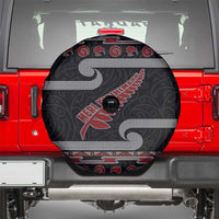 New Zealand Christmas Spare Tire Cover Meri Kirihimete Silver Fern Knit Style Red Color LT03 - Polynesian Pride