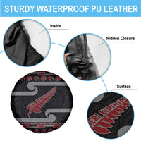 New Zealand Christmas Spare Tire Cover Meri Kirihimete Silver Fern Knit Style Red Color LT03 - Polynesian Pride