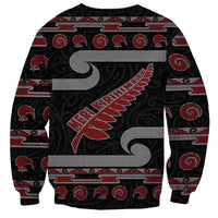 New Zealand Christmas Sweatshirt Meri Kirihimete Silver Fern Knit Style Red Color LT03 - Polynesian Pride