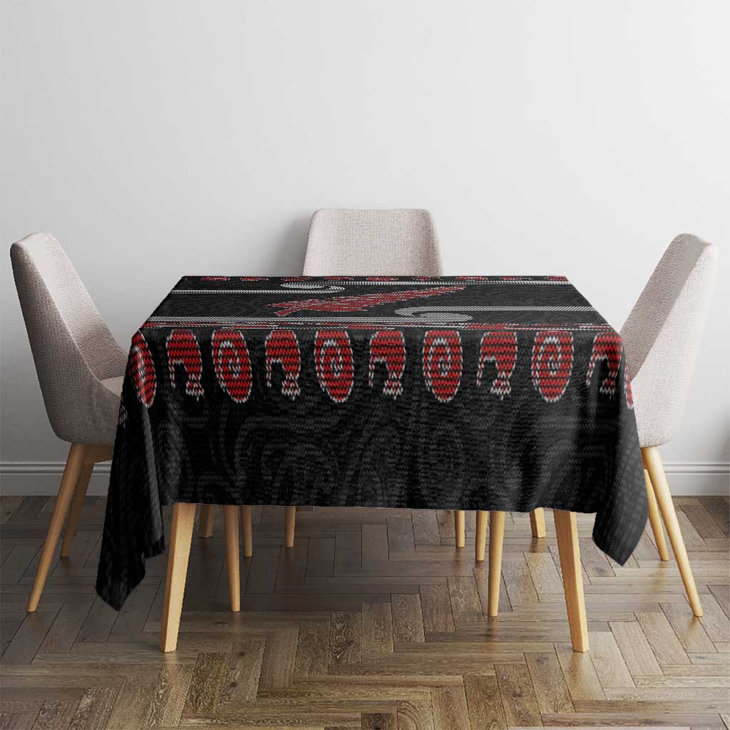 New Zealand Christmas Tablecloth Meri Kirihimete Silver Fern Knit Style Red Color LT03 - Polynesian Pride