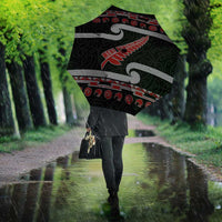 New Zealand Christmas Umbrella Meri Kirihimete Silver Fern Knit Style Red Color LT03 - Polynesian Pride