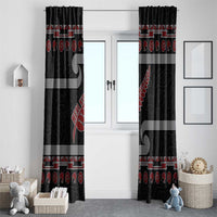 New Zealand Christmas Window Curtain Meri Kirihimete Silver Fern Knit Style Red Color LT03 - Polynesian Pride