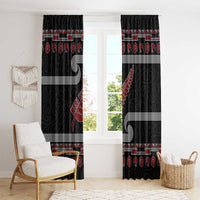 New Zealand Christmas Window Curtain Meri Kirihimete Silver Fern Knit Style Red Color LT03 - Polynesian Pride