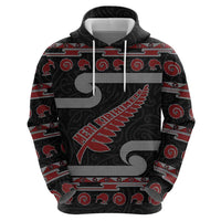 New Zealand Christmas Zip Hoodie Meri Kirihimete Silver Fern Knit Style Red Color LT03 - Polynesian Pride