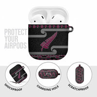 New Zealand Christmas AirPods Case Meri Kirihimete Silver Fern Knit Style Pink Color LT03 - Polynesian Pride